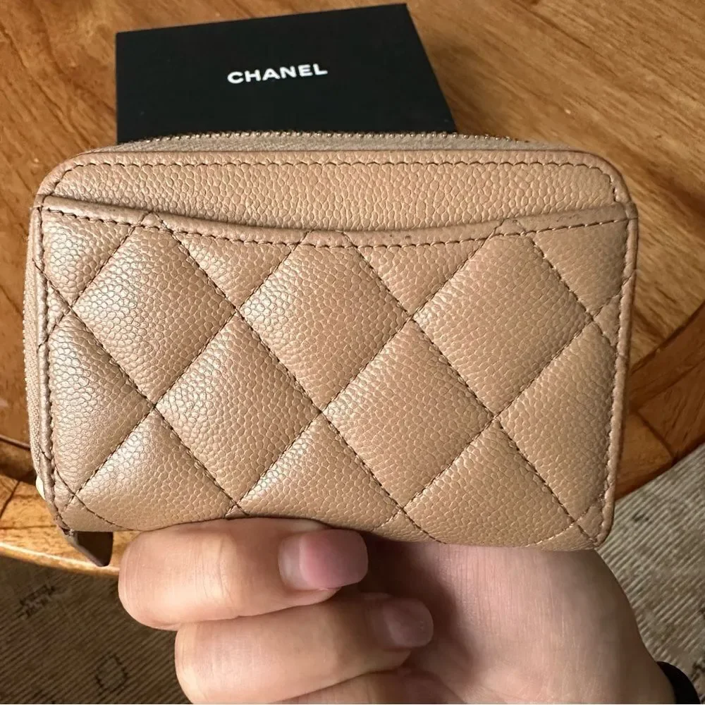 Chanel Tan Quilted Leather Wallet